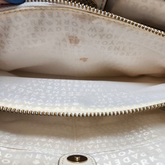 Kate Spade Laurel Way Evangelie Leather Satchel Crossbody Handbag Beige Cream - Picture 8 of 10